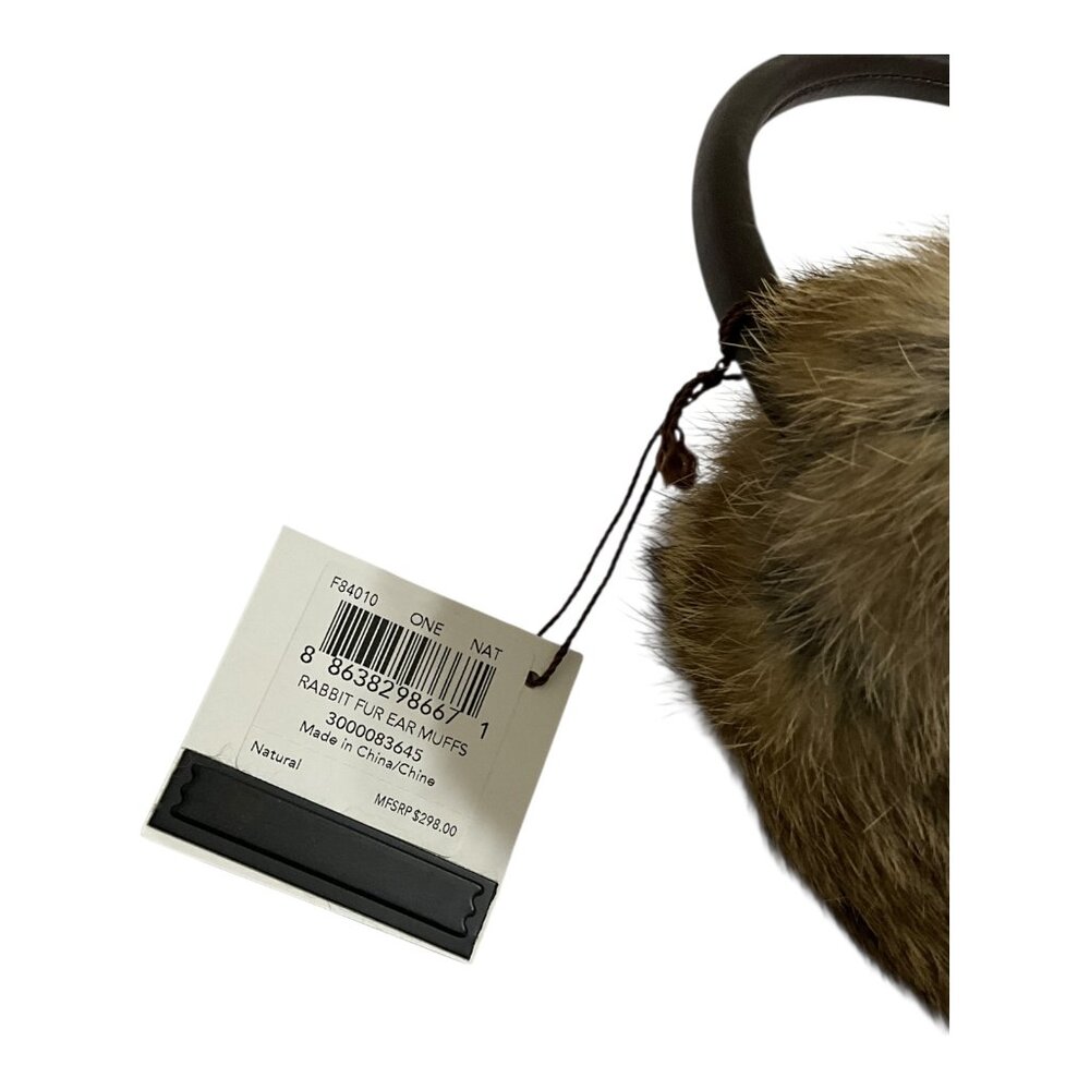 Coach 100% Rabbit Fur Leather Band Winter Earmuffs Womens NWT $298 MSRP - Picture 4 of 5